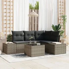 Conjunto de Sofás de Jardín de 4 Piezas con Cojines Gris Poliratán von , Outdoor-Sofas - Ref: Foro24-3347049, Preis: 352,36 €...