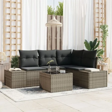 Conjunto de Sofás de Jardín de 4 Piezas con Cojines Gris Poliratán von , Outdoor-Sofas - Ref: Foro24-3347049, Preis: 352,36 €...
