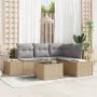 Conjunto de Sofá de Jardín de 5 Piezas con Cojines Ratán Poliéster Negro | Foro24.es | Tu tienda online para hogar, jardín y más Foro24.es