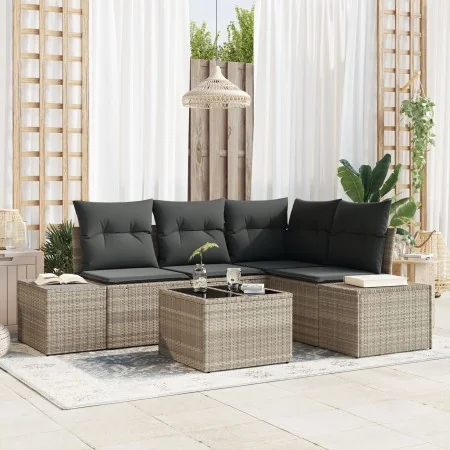 Juego de Sofá de Jardín de 5 Piezas con Cojines Gris Poliratán by , Outdoor sofas - Ref: Foro24-3347052, Price: 386,93 €, Dis...