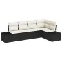 Conjunto de Sofá de Jardín de 5 Piezas con Cojines Negro Poliratán by , Outdoor sofas - Ref: Foro24-3347057, Price: 353,84 €,...