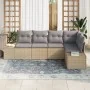 Conjunto de Sofás de Jardín de 5 Piezas con Cojines Beige Ratán Sintético | Foro24.es | Tu tienda online para hogar, jardín y más Foro24.es