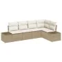 Juego de Sofá de Jardín de 5 Piezas con Cojines Beige de Ratán y Poliéster by , Outdoor sofas - Ref: Foro24-3347061, Price: 3...