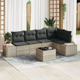 Conjunto de 6 Piezas de Sofá de Jardín con Cojines Gris Poliratán by , Outdoor sofas - Ref: Foro24-3347072, Price: 445,39 €, ...