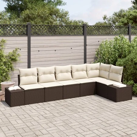 Conjunto de Sofá de Jardín de 6 Piezas con Cojines Marrón de Ratán | Foro24.es | Tu tienda online para hogar, jardín y más Foro24.es