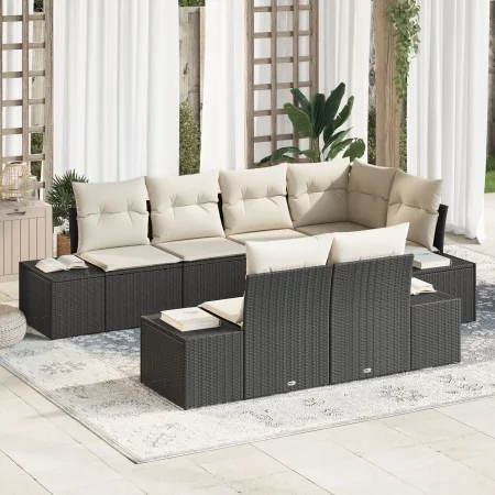 Set de Sofá de Jardín de 7 Piezas con Cojines Negro Poliratán by , Outdoor sofas - Ref: Foro24-3347097, Price: 537,02 €, Disc...