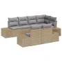Conjunto de sofá de jardín de 7 piezas con cojines de ratán poliéster beige | Foro24.es | Tu tienda online para hogar, jardín y más Foro24.es