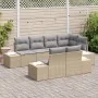 Conjunto de sofá de jardín de 7 piezas con cojines de ratán poliéster beige | Foro24.es | Tu tienda online para hogar, jardín y más Foro24.es