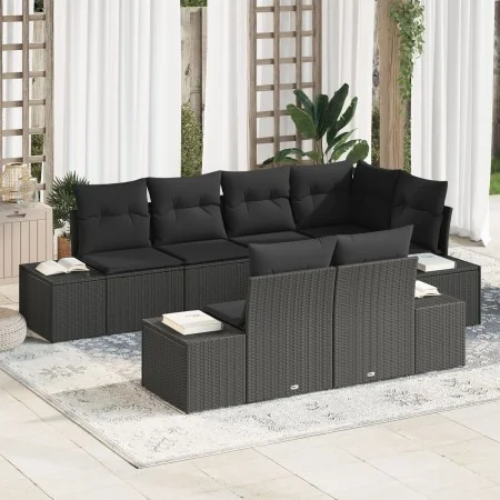 Juego de sofá de jardín de 7 piezas con cojines negro poliratán von , Outdoor-Sofas - Ref: Foro24-3347103, Preis: 547,62 €, R...