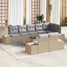 Set de Sofá de Jardín de 9 Piezas con Cojines en