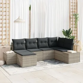 Set de Sofás de Jardín de 6 Piezas con Cojines en Poliratán Gris Claro von , Outdoor-Sofas - Ref: Foro24-3347132, Preis: 439,...