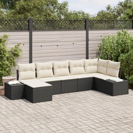 Conjunto de Sofá de Jardín de 7 Piezas con Cojines Negro Poliratán by , Outdoor sofas - Ref: Foro24-3347147, Price: 450,97 €,...
