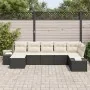 Conjunto de Sofá de Jardín de 7 Piezas con Cojines Negro Poliratán by , Outdoor sofas - Ref: Foro24-3347147, Price: 450,97 €,...