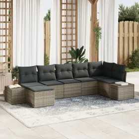 Set de Sofá de Jardín de 7 Piezas con Cojines Gris Poliratán von , Outdoor-Sofas - Ref: Foro24-3347149, Preis: 446,93 €, Raba...