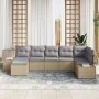 Juego de Sofá de Jardín de 7 Piezas con Cojines Beige Poliratán | Foro24.es | Tu tienda online para hogar, jardín y más Foro24.es