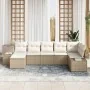 Juego de Sofá de Jardín de 7 Piezas con Cojines Beige Ratán Poliéster by , Outdoor sofas - Ref: Foro24-3347151, Price: 483,64...