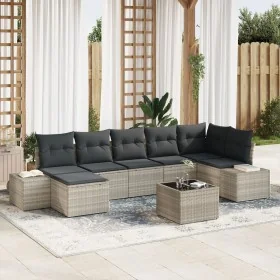 Juego de Sofás de Jardín Conjunto de 8 Gris Claro Ratán, Poliéster by , Outdoor sofas - Ref: Foro24-3347162, Price: 560,63 €,...
