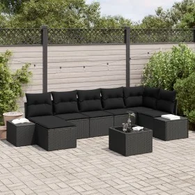 Juego de Sofás de Jardín Juego de 8 Negro Ratán, Poliéster, Acero by , Outdoor sofas - Ref: Foro24-3347163, Price: 526,81 €, ...