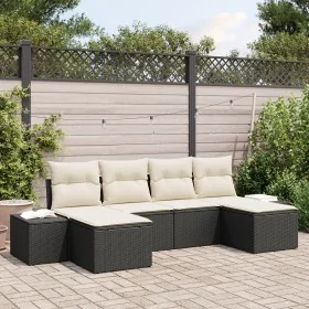 Conjunto de Sofás de Jardín de 6 Piezas con Cojines Negro de Ratán de Polietileno von , Outdoor-Sofas - Ref: Foro24-3347167, ...