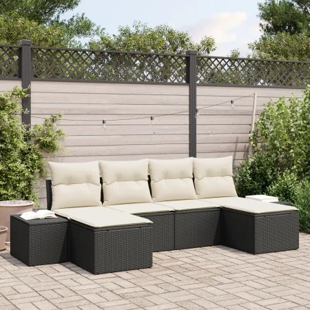 Conjunto de Sofás de Jardín de 6 Piezas con Cojines Negro de Ratán de Polietileno by , Outdoor sofas - Ref: Foro24-3347167, P...