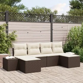 Set de sofá de jardín de 6 piezas con cojines de