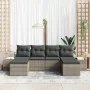 Conjunto de Sofá de Jardín de 6 Piezas con Cojines Gris Ratán Sintético von , Outdoor-Sofas - Ref: Foro24-3347169, Preis: 363...