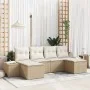 Conjunto de sofá de jardín de 6 piezas con cojines beige de ratán poliéster | Foro24.es | Tu tienda online para hogar, jardín y más Foro24.es
