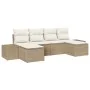 Conjunto de sofá de jardín de 6 piezas con cojines beige de ratán poliéster | Foro24.es | Tu tienda online para hogar, jardín y más Foro24.es