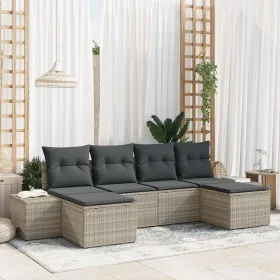 Conjunto de Sofá de Jardín de 6 Piezas con Almohadas Gris Claro Poliratán by , Outdoor sofas - Ref: Foro24-3347172, Price: 40...