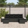 Set de sofás de jardín de 6 piezas con cojines de ratán negro poliéster by , Outdoor sofas - Ref: Foro24-3347173, Price: 369,...