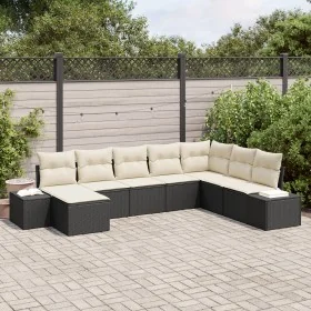 Juego de sofá de 8 piezas con cojines negros de poliratán by , Outdoor sofas - Ref: Foro24-3347177, Price: 494,32 €, Discount: %