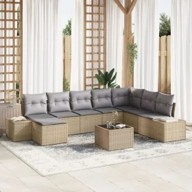 Conjunto de Sofá de Jardín Juego de 9 Beige y