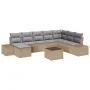 Conjunto de Sofá de Jardín Juego de 9 Beige y Gris Ratán y Tela | Foro24.es | Tu tienda online para hogar, jardín y más Foro24.es