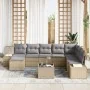 Conjunto de Sofá de Jardín Juego de 9 Beige y Gris Ratán y Tela | Foro24.es | Tu tienda online para hogar, jardín y más Foro24.es