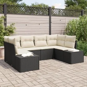 Conjunto de Sofá de Jardín de 6 Piezas con Cojines Negro Ratán Sintético by , Outdoor sofas - Ref: Foro24-3347197, Price: 422...