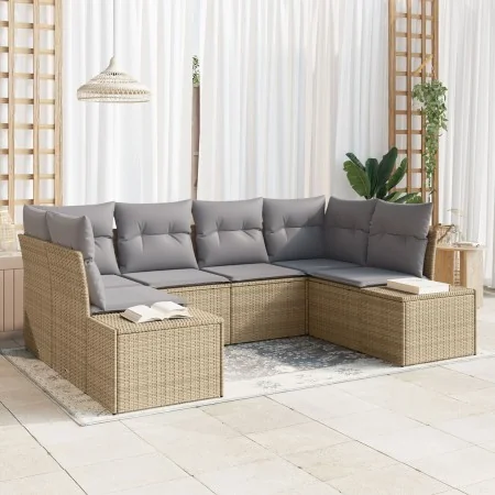 Juego de Sofá de Jardín de 6 Piezas con Cojines Beige de Ratán Poliéster | Foro24.es | Tu tienda online para hogar, jardín y más Foro24.es