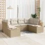 Juego de Sofá de Jardín de 6 Piezas con Cojines Ratán Poliéster Beige by , Outdoor sofas - Ref: Foro24-3347201, Price: 458,55...