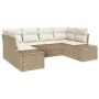 Juego de Sofá de Jardín de 6 Piezas con Cojines Ratán Poliéster Beige by , Outdoor sofas - Ref: Foro24-3347201, Price: 458,55...