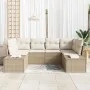 Juego de Sofá de Jardín de 6 Piezas con Cojines Ratán Poliéster Beige by , Outdoor sofas - Ref: Foro24-3347201, Price: 458,55...