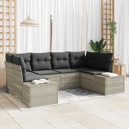 Juego de Sofá de Jardín de 6 Piezas con Cojines Gris Claro Ratán PE von , Outdoor-Sofas - Ref: Foro24-3347202, Preis: 460,37 ...