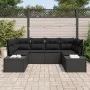 Juego de sofá de jardín de 6 piezas con cojines negros de poliratán by , Outdoor sofas - Ref: Foro24-3347203, Price: 433,63 €...