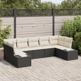 Juego de Sofá de Jardín de 7 Piezas con Cojines Negro Poliratán by , Outdoor sofas - Ref: Foro24-3347207, Price: 484,88 €, Di...
