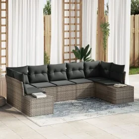 Conjunto de Sofás de Jardín de 7 Piezas con Cojines Gris de Poliratán de , Sofás de exterior - Ref: Foro24-3347209, Precio: 4...