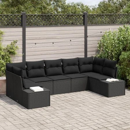 Set de Sofá de Jardín de 7 Piezas con Cojines Negro Ratán Poliéster | Foro24.es | Tu tienda online para hogar, jardín y más Foro24.es