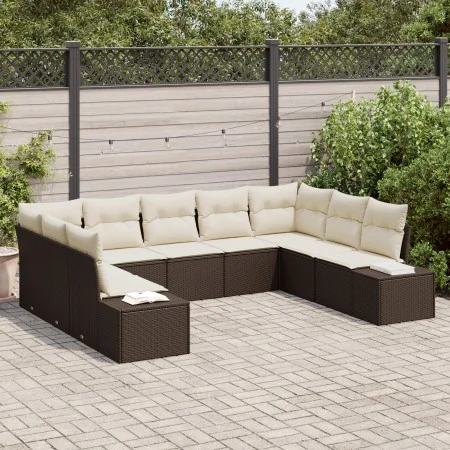 Conjunto de Sofá de Jardín Set de 9 Marrón y crema | Foro24.es | Tu tienda online para hogar, jardín y más Foro24.es