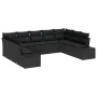 Set de Sofá de Jardín de 9 Piezas con Cojines Negro Ratán de Polietileno by , Outdoor sofas - Ref: Foro24-3347223, Price: 600...