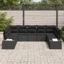 Set de Sofá de Jardín de 9 Piezas con Cojines Negro Ratán de Polietileno by , Outdoor sofas - Ref: Foro24-3347223, Price: 600...