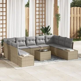 Juego de Sofás de Jardín Set de 10 Beige y gris