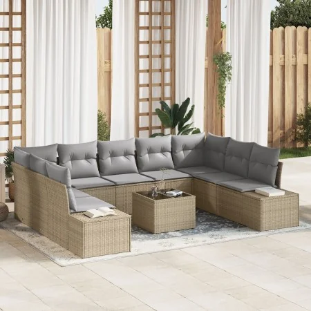 Juego de Sofás de Jardín Set de 10 Beige y gris Ratán Polietileno | Foro24.es | Tu tienda online para hogar, jardín y más Foro24.es