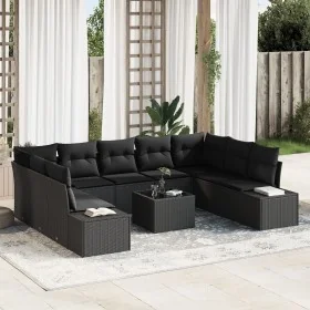 Conjunto de Sofá de Jardín Set de 10 Negro Ratán, Poliéster, Acero by , Outdoor sofas - Ref: Foro24-3347233, Price: 647,81 €,...